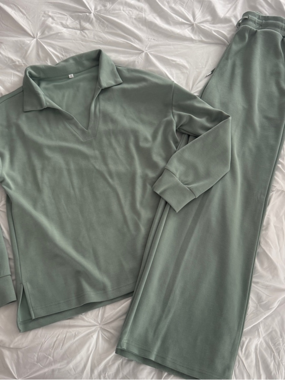 Relaxed Collar Lounge Set in Sage Green